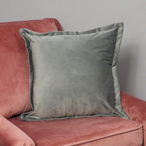 Grey Velvet Edged Cushion Cover