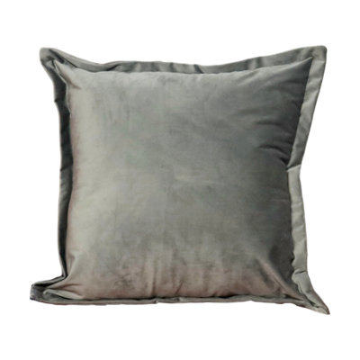 Grey Velvet Edged Cushion Cover