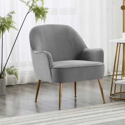 Grey and store gold armchair