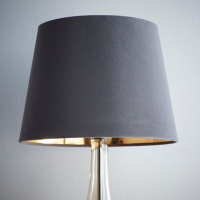 Grey Velvet Empire Shade for Ceiling and Table Lamp 12 Inch Shade