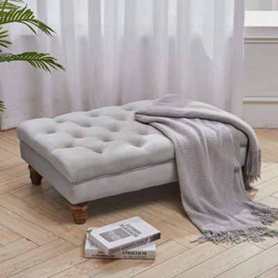 Light grey online velvet footstool