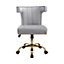 Grey Velvet Swivel Task Office Chair with Nailed Trim