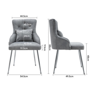 Grey Velvet Tufted Dining Chair with Cushion