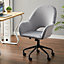 Grey Velvet Upholstered Adjustable Swivel Accent Office Chair