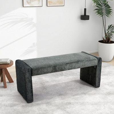 Grey Velvet Upholstered Bed End Bench Hallway Bench W 1180 x D 460 x H ...