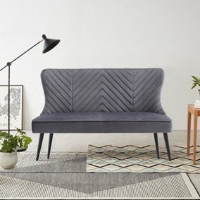 Grey Velvet Upholstered Living Room Bench Dining Bench W 1210 x D 510 x H 930 mm