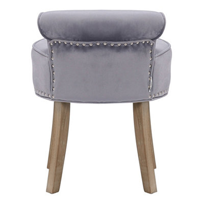 dressing table stool grey velvet Living and Home Velvet Soft Seat Low Back Vanity Stool - Grey White