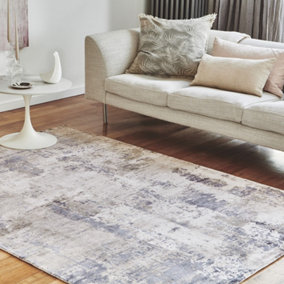 Grey Viscose  Abstract Handmade , Luxurious , Modern Rug for Living Room, Bedroom - 120cm X 170cm