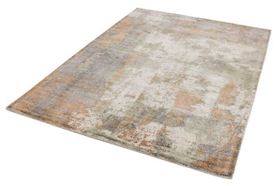 Grey Viscose Easy to clean Abstract Handmade , Luxurious , Modern Rug for Living Room, Bedroom - 240cm X 340cm