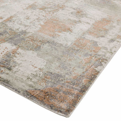 Grey Viscose Easy to clean Abstract Handmade , Luxurious , Modern Rug for Living Room, Bedroom - 240cm X 340cm