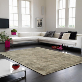 Grey Viscose Easy to clean Plain Handmade , Luxurious , Modern Rug for Living Room, Bedroom - 120cm X 170cm