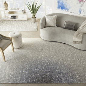 Grey Viscose , Wool  Abstract Luxurious , Modern , Wool Rug for Living Room, Bedroom - 236cm X 297cm