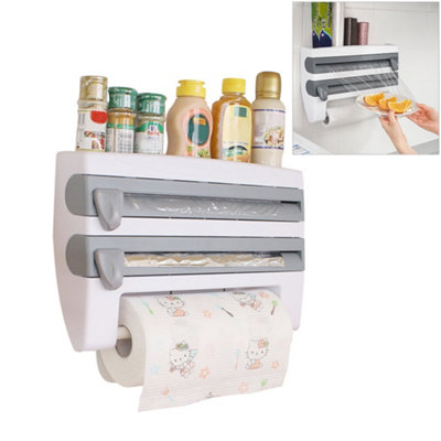 Folie En Plastic Wrap Dispenser Met Cutter Keuken Wrap Organizer Bamboe Vershoudfolie Dispenser Keuken Voedsel Wrap Opslag Houder Voor 30 cm Rollen (3 IN 1