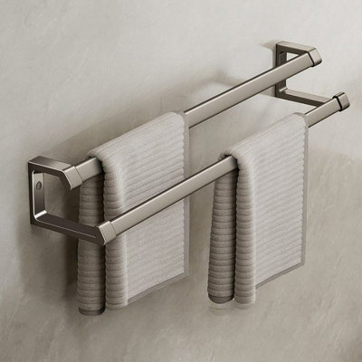 Grey wall-mounted towel rail, 50cm, bathroom towel rail, double bar ...