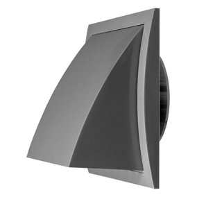 Grey Wall Outlet Duct Cowl 150mm x 150mm / 100mm Hose Flap