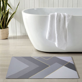 Grey Water Oil Resistant Kitchen Bathroom Mat 80cm L x 50cm W