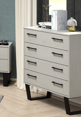 Grey Waxed 4 drawer chest of drawers