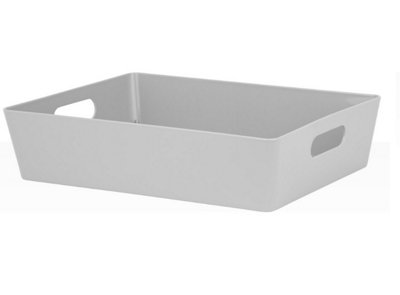 Grey Wham Plastic Large Rectangle Studio Handy Storage Basket 26cm x 35cm 6L