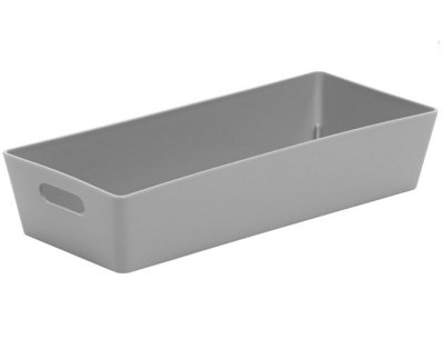 Grey Wham Plastic Slim Rectangle Studio Handy Storage Basket 25cm x 10.5cm 1L