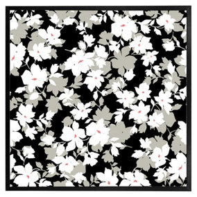 Grey, white & black flowers (Picutre Frame) / 20x20" / Grey