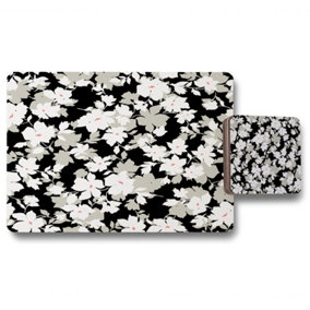 Grey, White & Black Flowers (Placemat & Coaster Set) / Default Title
