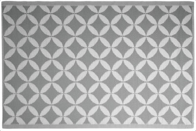 Grey & White Circles Outdoor Rug Camping Floor Mat Picnic Blanket 90 x 180cm