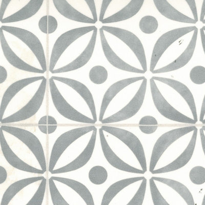 Grey&White Designer Effect Vinyl Flooring For LivingRoom DiningRoom Conservatory And Kitchen Use-1m X 3m (3m²)