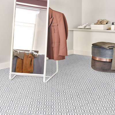 Grey&White Designer Effect Vinyl Flooring For LivingRoom DiningRoom Conservatory And Kitchen Use-3m X 2m (6m²)