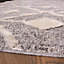 Grey White Diamond Geometric Plush Scandi Runner Rug 60x240cm