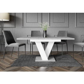 Grey White Dining Kitchen Table Extending 120-160cm V Leg Concrete Seats 6 8 Masy