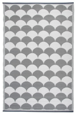 Grey White Garden Rug Outdoor Carpet Garden Caravan Camping 100% Recycled 1.8m