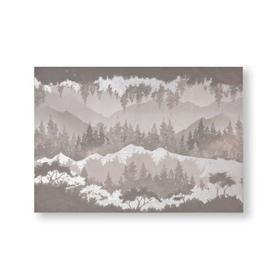 Grey/White Metallic Wanderlust Forest Landscape Canvas Printed Canvas