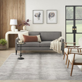 Grey White Modern Abstract Easy To Clean Living Room Bedroom & Dining Room Rug-160cm X 229cm