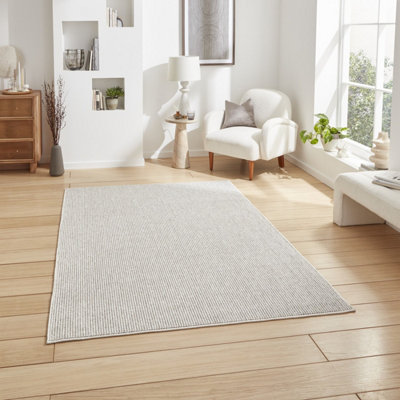Grey White Plain 8mm Thick Rug, Stain-Resistant Anti-Shed Modern Rug for Bedroom, Living, & Dining Room-160cm X 230cm