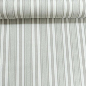 Grey White Silver Glitter Striped Textured Stripe Heavyweight Vinyl Wallpaper