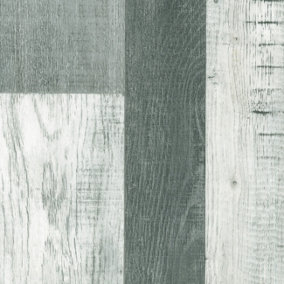 Grey White Wood Effect Vinyl Flooring For LivingRoom, Kitchen, 2.7mm Cushion Backed, Vinyl Sheet-1m(3'3") X 3m(9'9")-3m²