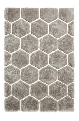 Grey/WhiteAbstract Shaggy Modern Easy to clean Rug for Dining Room Bed Room and Living Room-120cm X 170cm