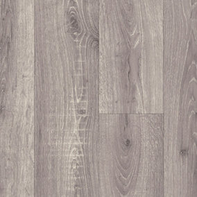 Grey Wood Effect Anti-Slip  Vinyl Flooring For DiningRoom Hallways Conservatory And Kitchen Use-3m X 2m (6m²)