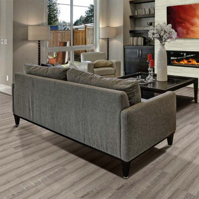 Grey Wood Effect Anti-Slip Vinyl Flooring For DiningRoom LiivngRoom Hallways And Kitchen Use-6m X 3m (18m²) - 3