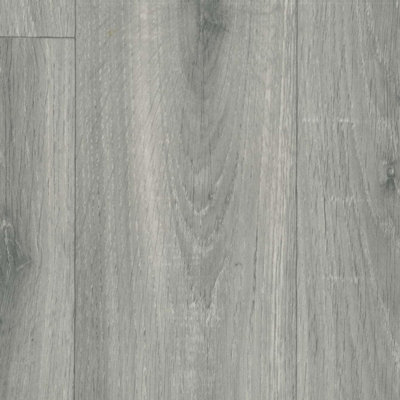 Grey Wood Effect Anti-Slip Vinyl Flooring For DiningRoom LiivngRoom Hallways And Kitchen Use-6m X 3m (18m²) - 4
