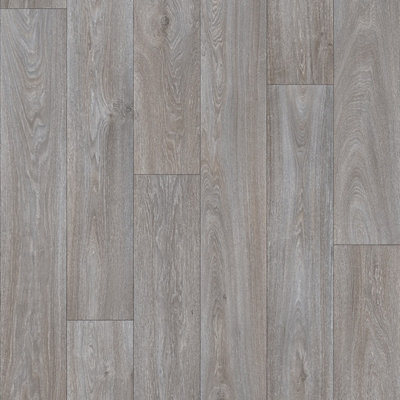 Grey Wood Effect Anti-Slip Vinyl Flooring For Hallways, 2.0mm Vinyl ...