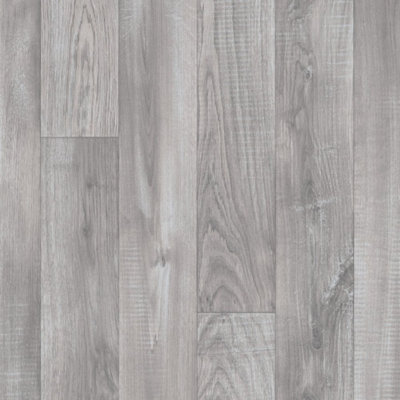 Grey Wood Effect Anti-Slip Vinyl Flooring For LivingRoom DiningRoom Hallways And Kitchen Use-5m X 3m (15m²)