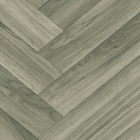 Grey Wood Effect Anti-Slip Vinyl Flooring For LivingRoom, Hallways, 2mm Textile Backing Vinyl Sheet -1m(3'3") X 2m(6'6")-2m²