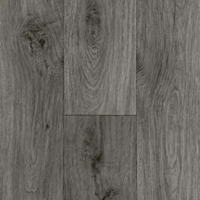Grey Wood Effect Anti-Slip Vinyl Flooring For LivingRoom, Kitchen, 1.90mm Thick Vinyl Sheet-1m(3'3") X 4m(13'1")-4m²