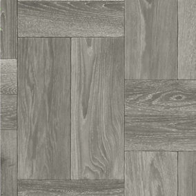 Grey Wood Effect Anti-Slip Vinyl Flooring For LivingRoom, Kitchen, 1.90mm Vinyl Sheet-1m(3'3") X 4m(13'1")-4m²