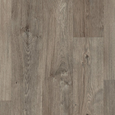 Grey Wood Effect Contract Commercial Vinyl Flooring for Usage in Restaurants Kitchens Hospitals-3m(9'9") X 2m(6'6")-6m²