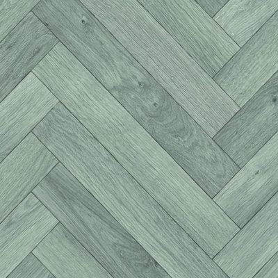 Grey Wood Effect Herringbone Vinyl Flooring For LivingRoom, Kitchen, 2.0mm Felt Backing Vinyl Sheet -1m(3'3") X 2m(6'6")-2m²