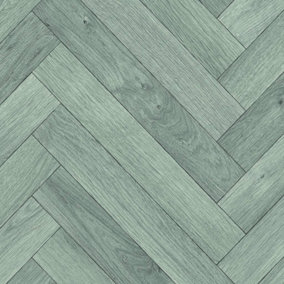 Grey Wood Effect Herringbone Vinyl Flooring For LivingRoom, Kitchen, 2.0mm Felt Backing Vinyl Sheet -5m(16'4") X 2m(6'6")-10m²