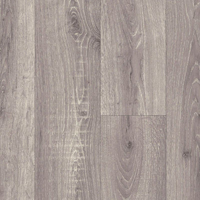 Grey Wood Effect Non Slip Vinyl Flooring For LivingRoom, Kitchen, 2.8mm Thick Cushion Backed Vinyl Sheet-3m(9'9") X 2m(6'6")-6m²