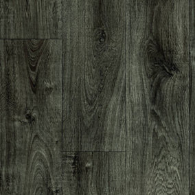 Grey Wood Effect Oak Anti-Slip Vinyl Flooring For LivingRoom, 2mm Felt Backing Vinyl Sheet -1m(3'3") X 2m(6'6")-2m²